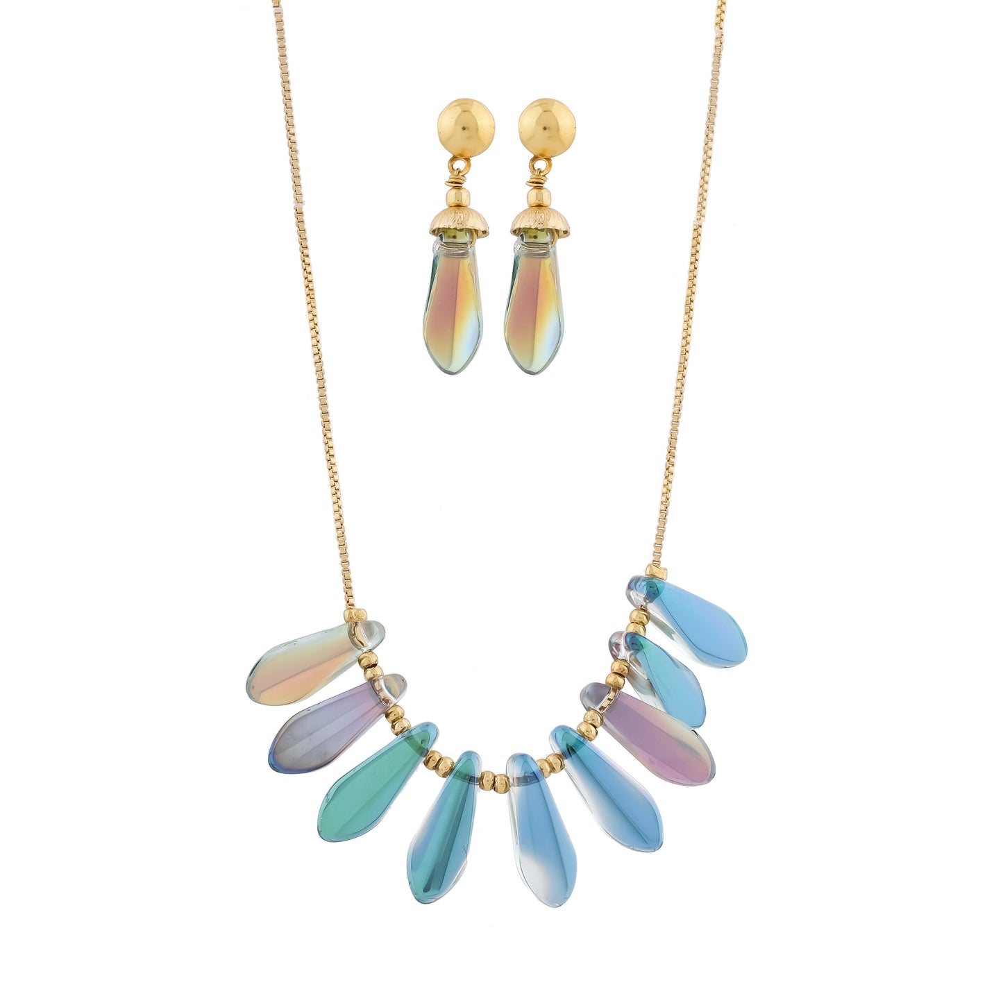 Iridescent Feather Mala Set
