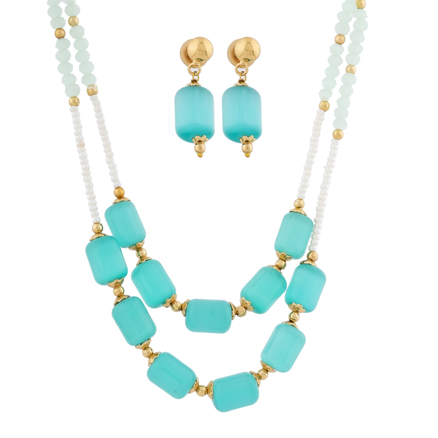 Aqua Glow Beaded Mala Set