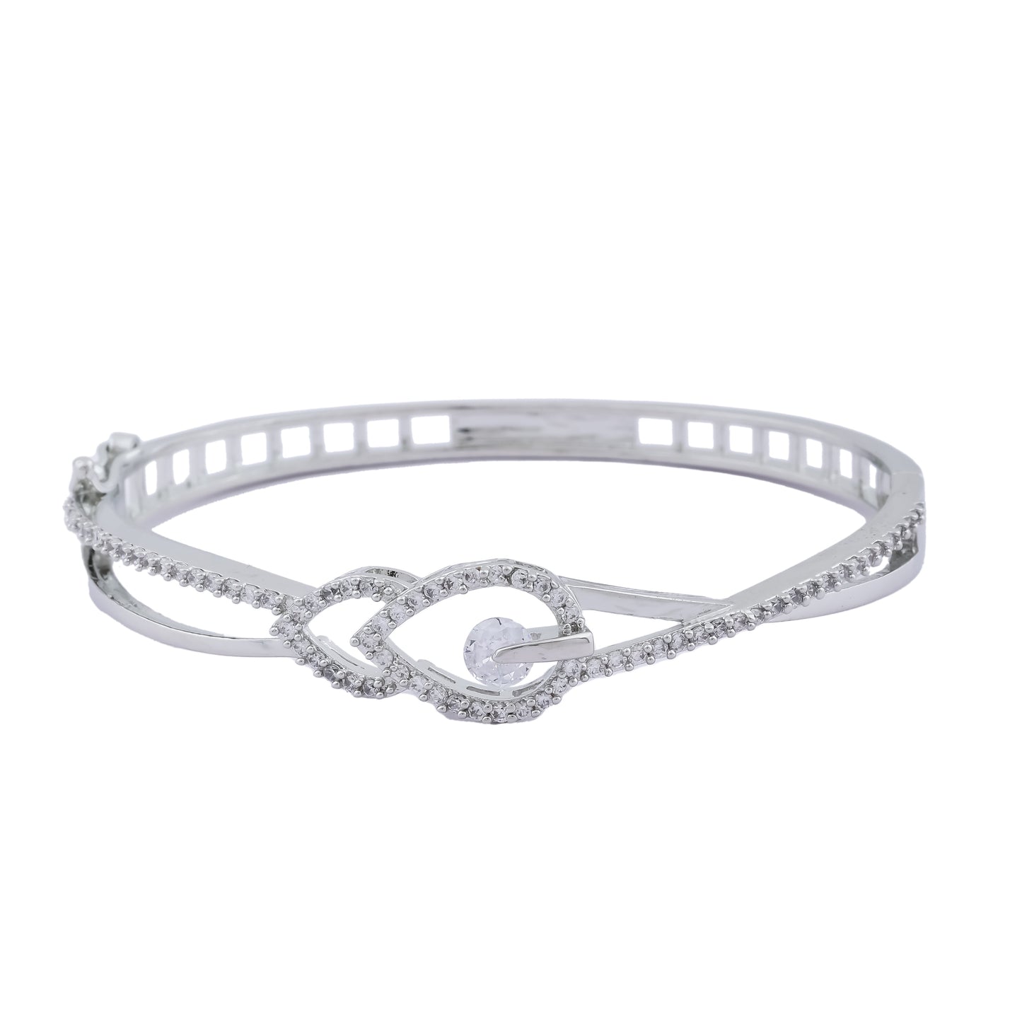 Elegant Silver Infinity Crystal Bangle