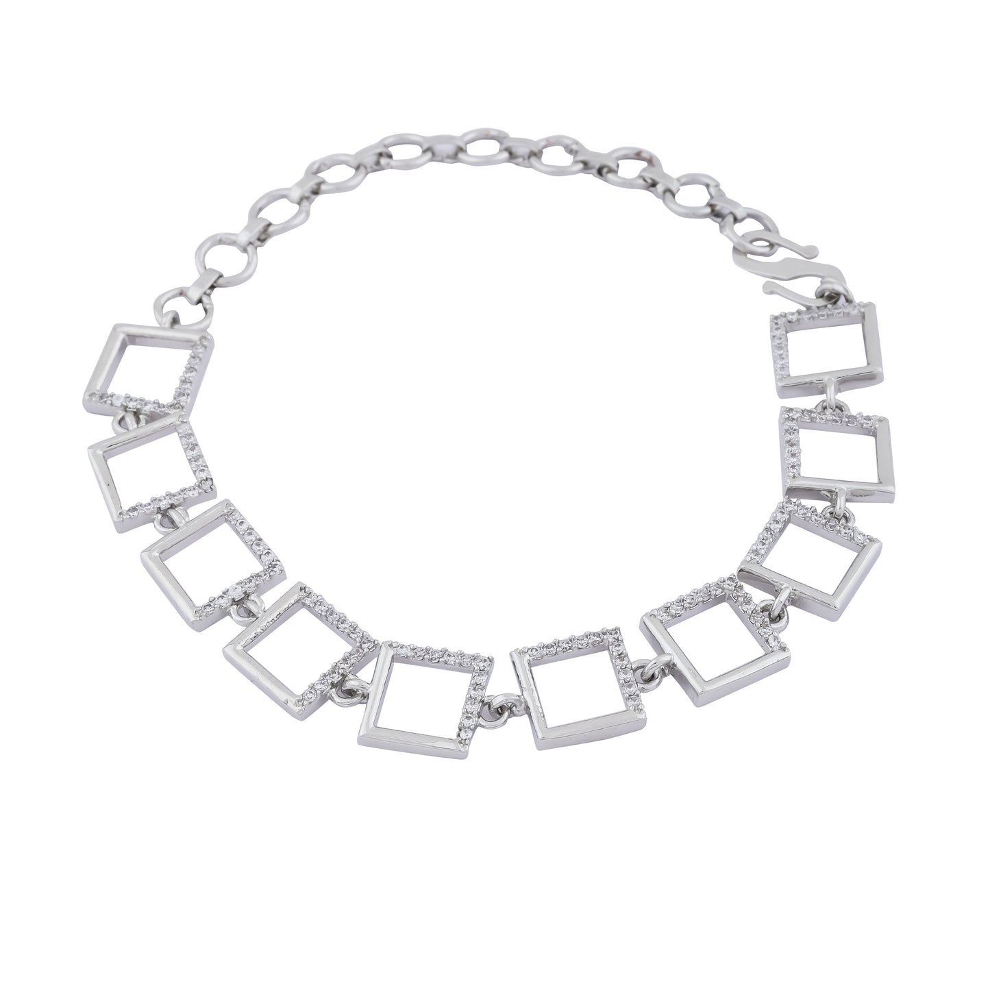 Modern Silver Geometric Link Bracelet