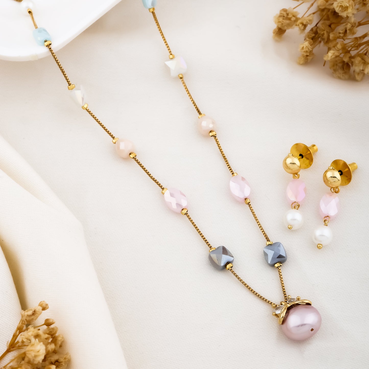 Pastel Crystal Beaded Mala Set
