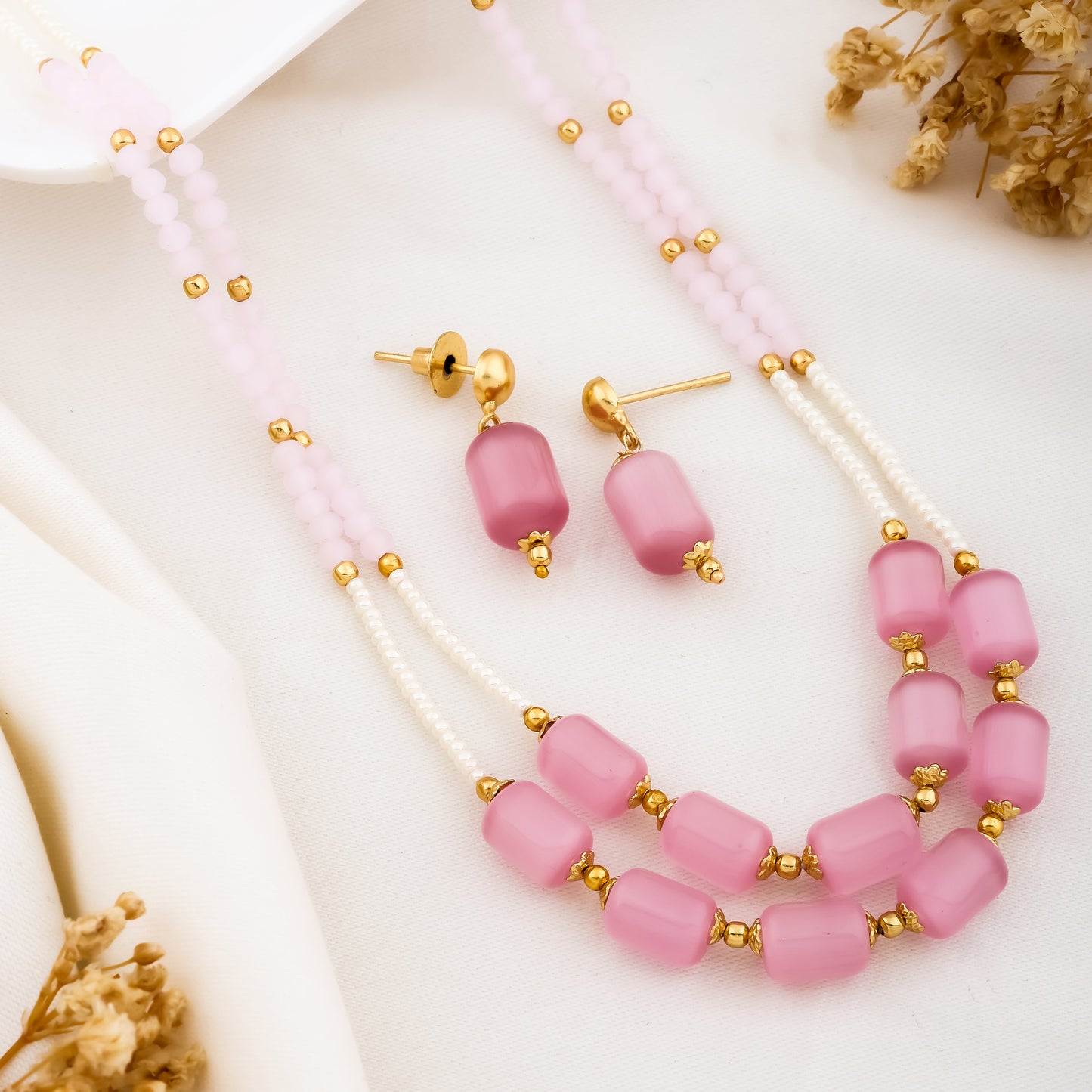 Blush Elegance Beaded Mala Set