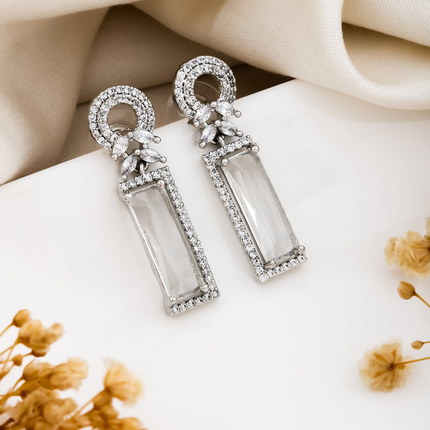 Crystal Arc Drop Earrings