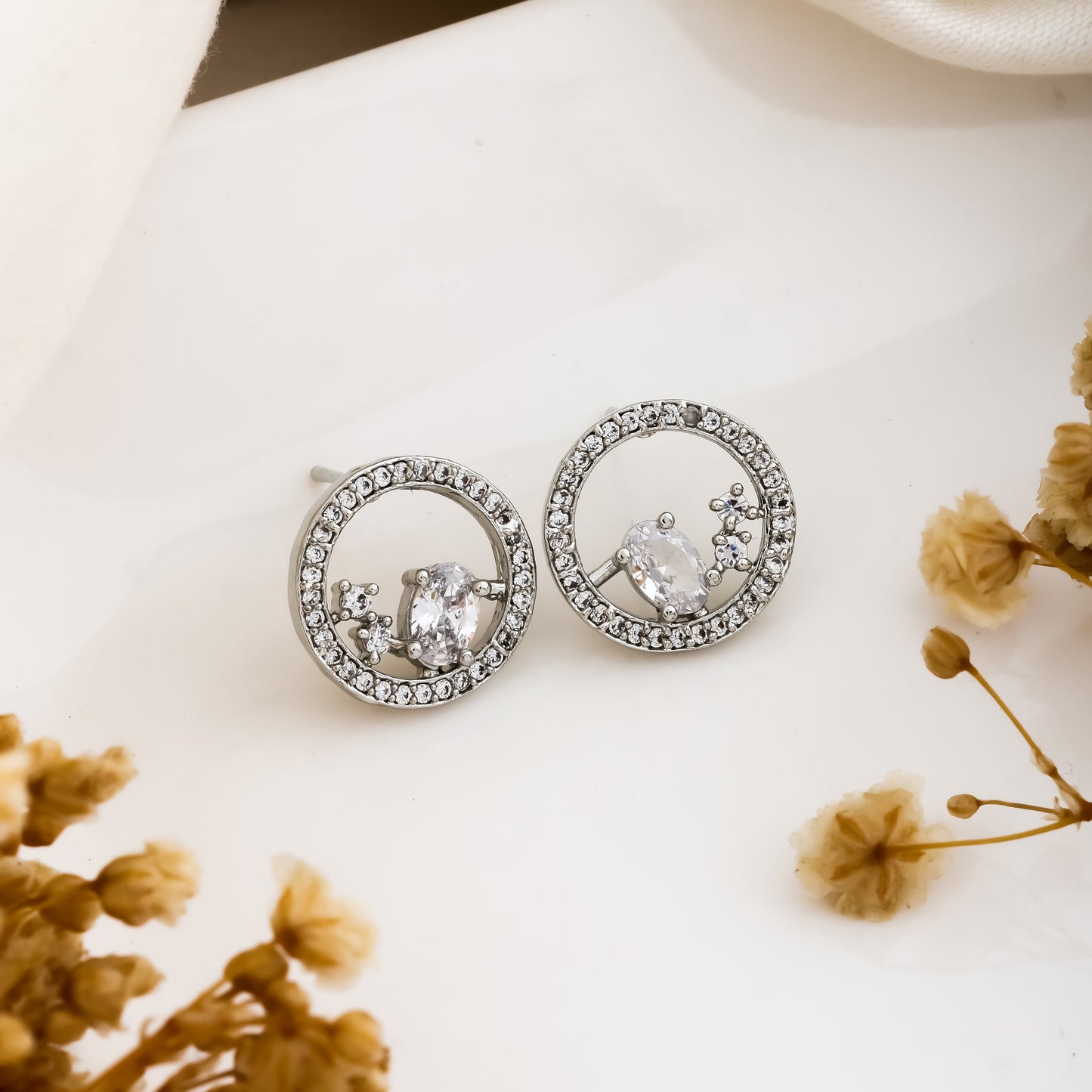 Ethereal Circle Crystal Earrings