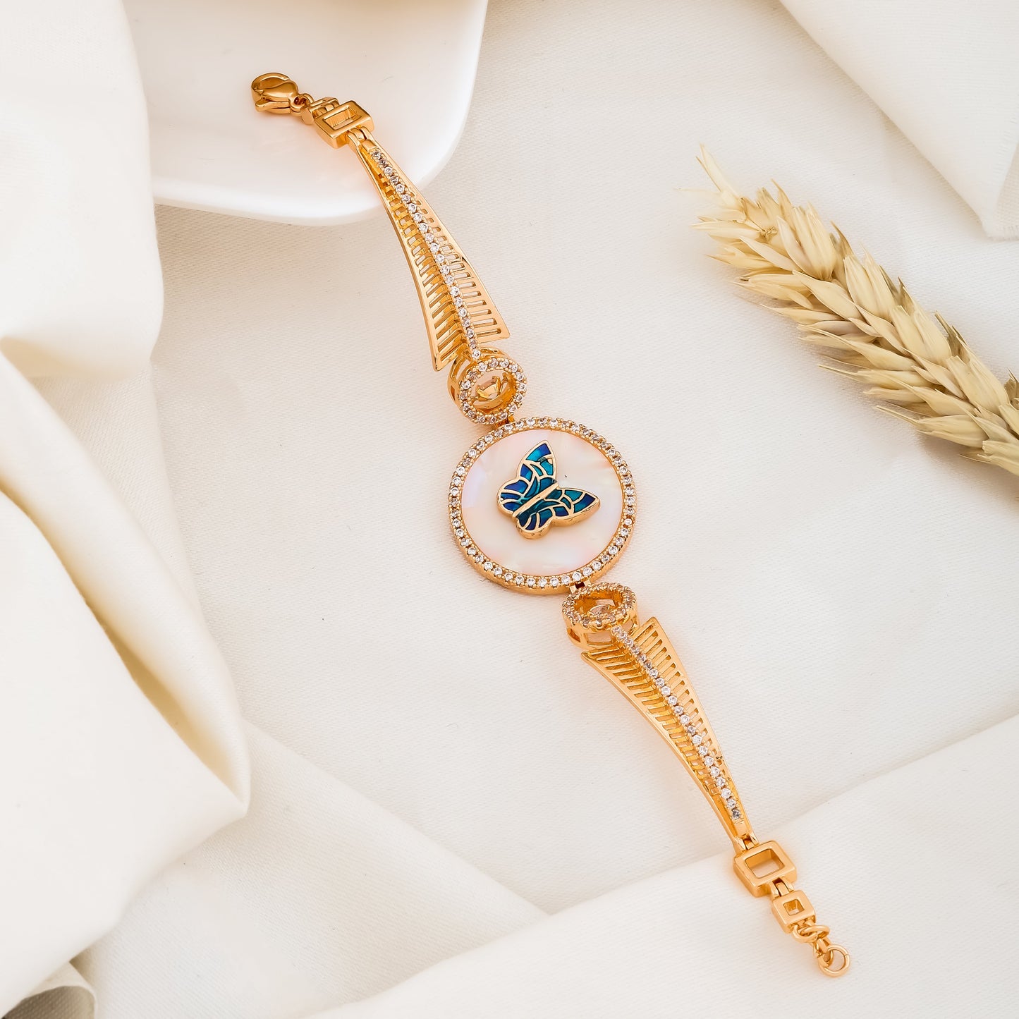 Butterfly Enamel Rose Gold Bracelet