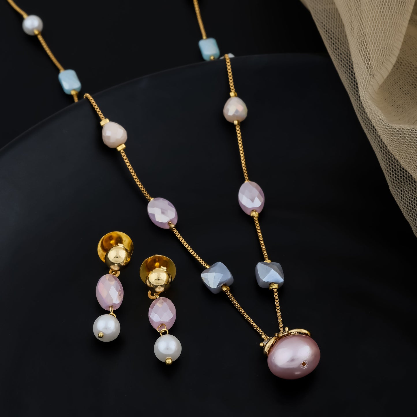 Pastel Crystal Beaded Mala Set