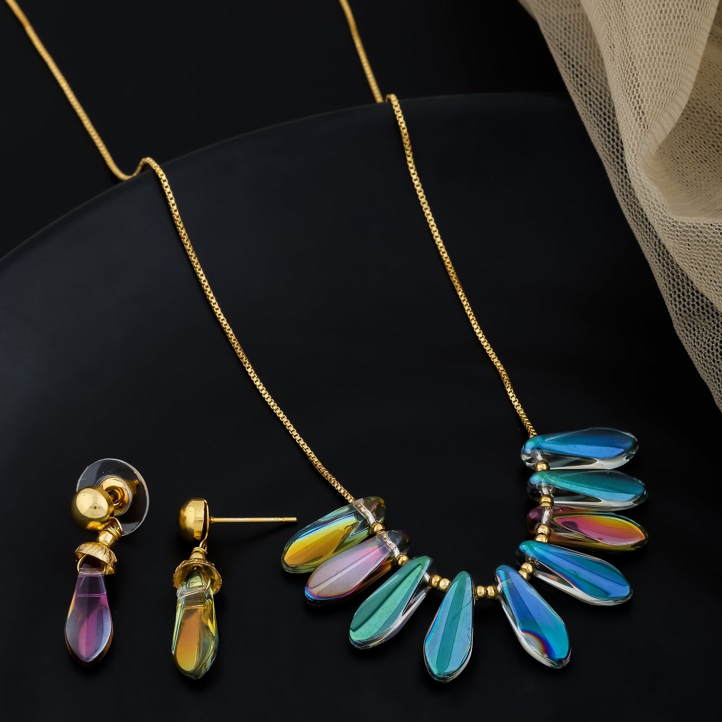Iridescent Feather Mala Set