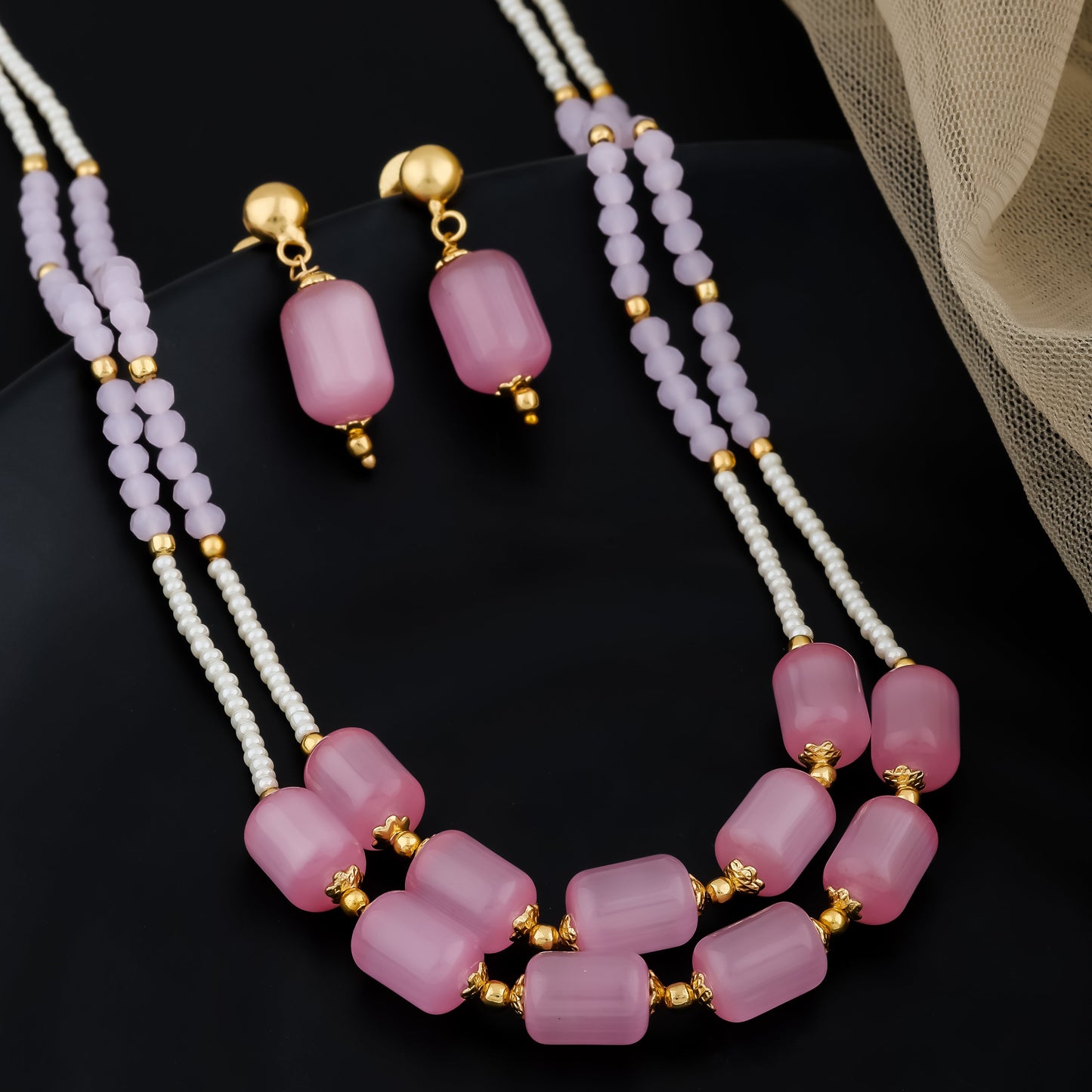 Blush Elegance Beaded Mala Set