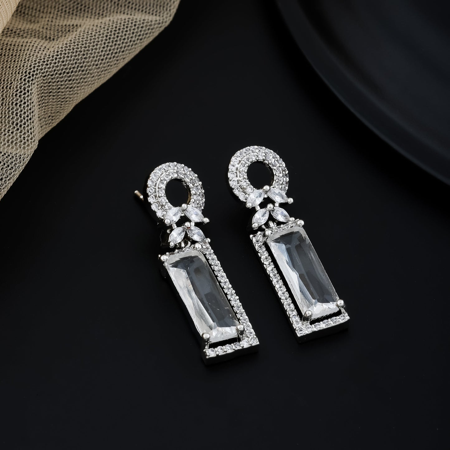 Crystal Arc Drop Earrings