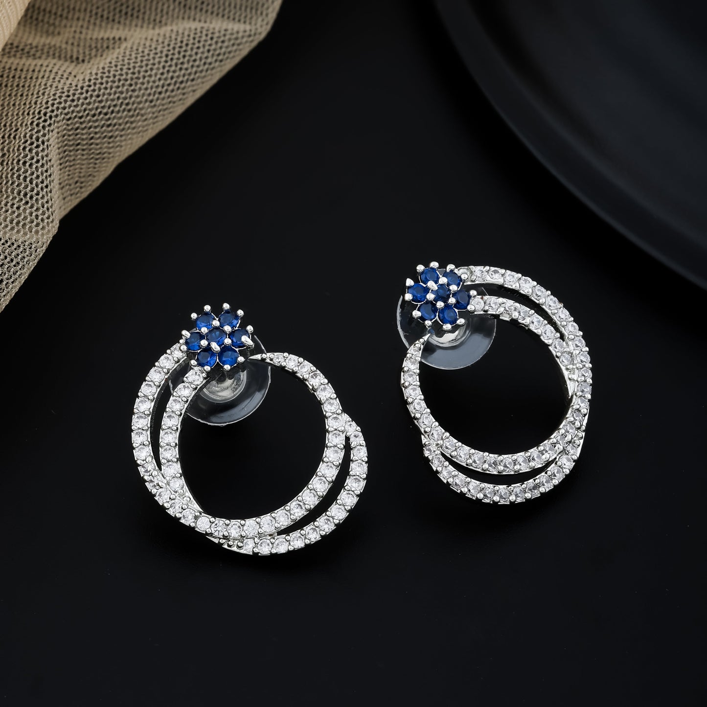 Sapphire Bloom Hoop Earrings