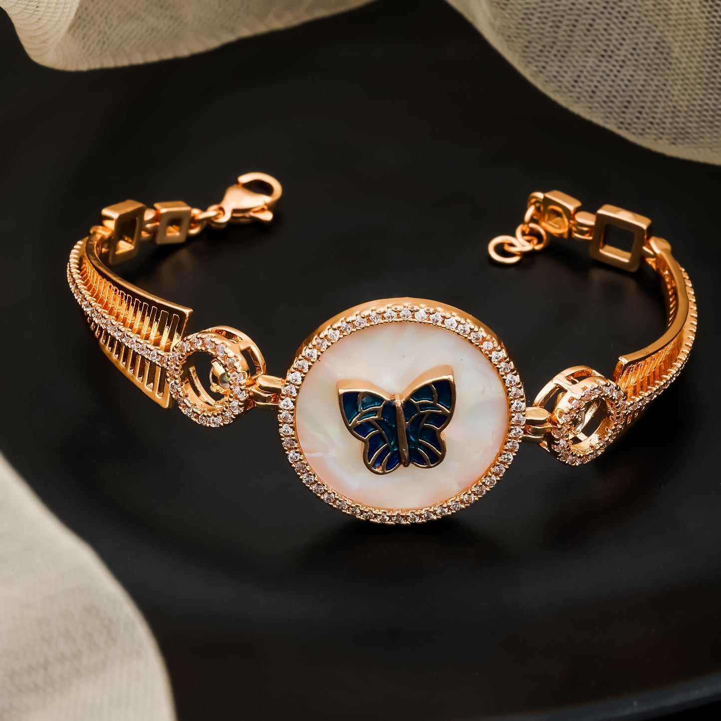 Butterfly Enamel Rose Gold Bracelet
