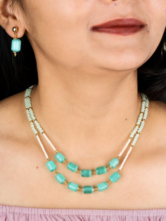 Aqua Glow Beaded Mala Set