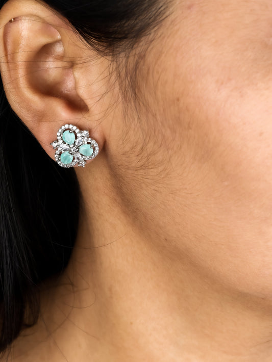 Aqua Bloom Stud Earrings