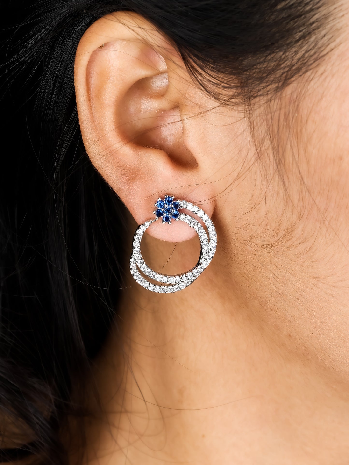 Sapphire Bloom Hoop Earrings