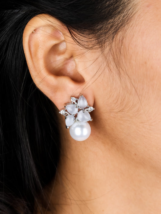 Lustrous Pearl Cluster Earrings