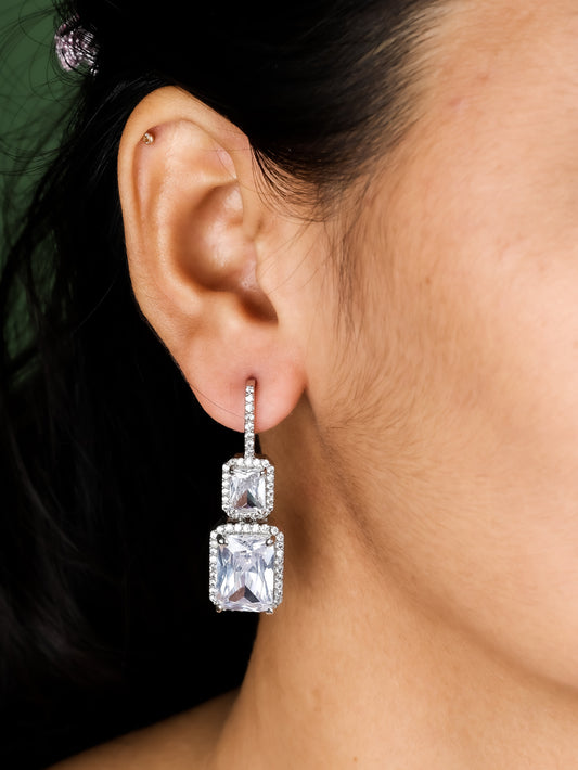 Radiant Rectangular Crystal Drop Earrings