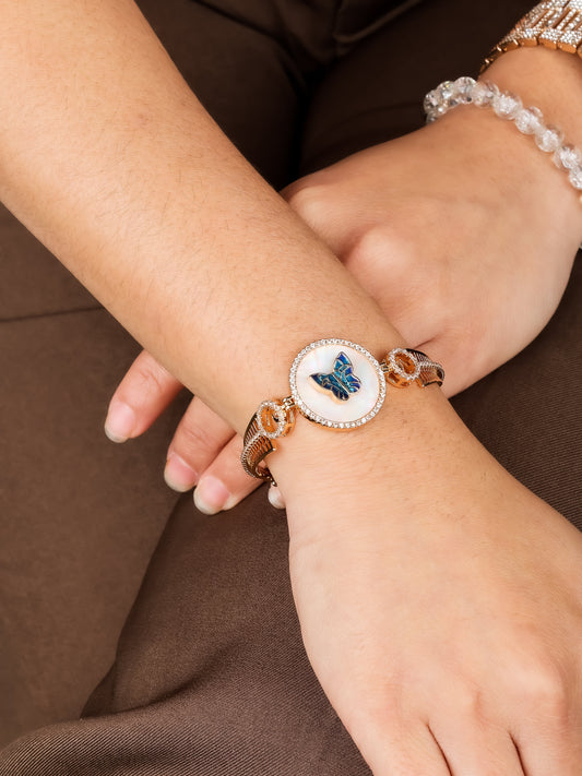Butterfly Enamel Rose Gold Bracelet