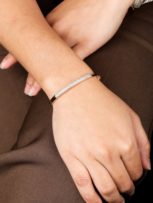 Classic Crystal-Studded Rose Gold Bracelet