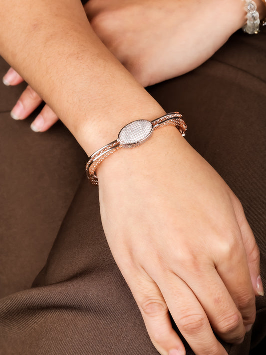 Elegant Rose Gold Oval Crystal Bangle