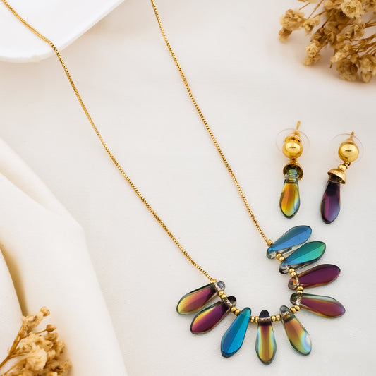 Iridescent Feather Mala Set