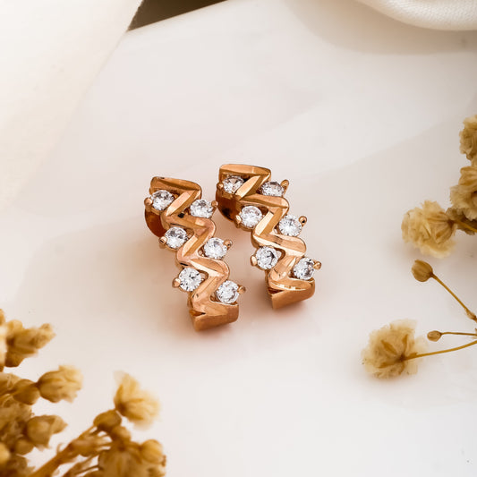 Elegant Rose Gold Zigzag Earrings