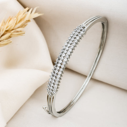 Timeless Silver Pave Crystal Bangle