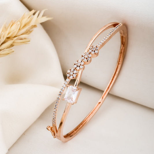 Delicate Rose Gold Floral Crystal Bracelet