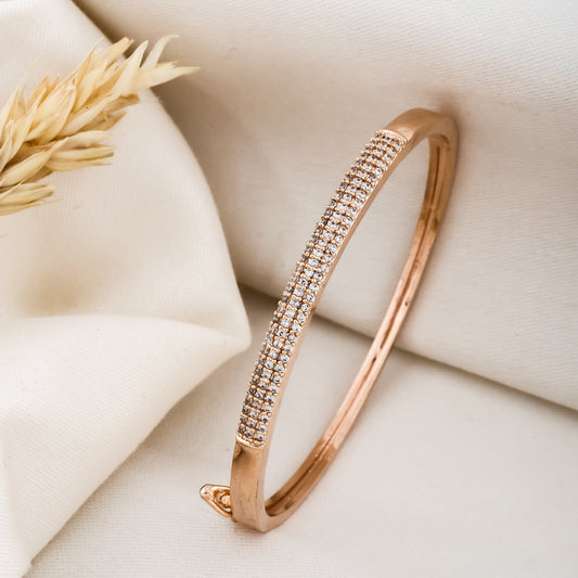 Classic Crystal-Studded Rose Gold Bracelet