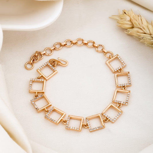 Sophisticated Rose Gold Geometric Link Bracelet