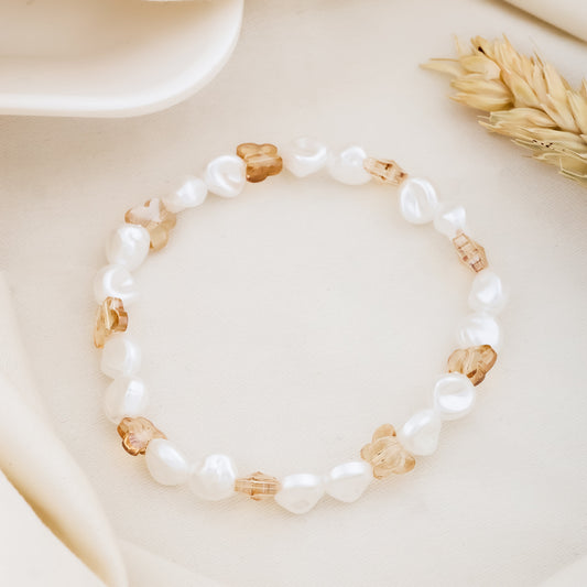 Pearl and Blush Beaded Bracelet